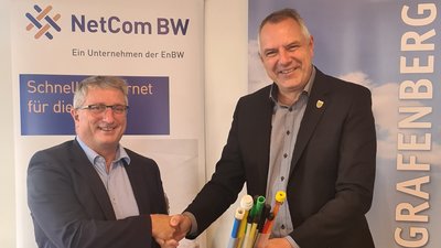 Glasfaserausbau in Grafenberg: NetCom BW und die Gemeinde Grafenberg unterzeichnen einen Kooperationsvertrag